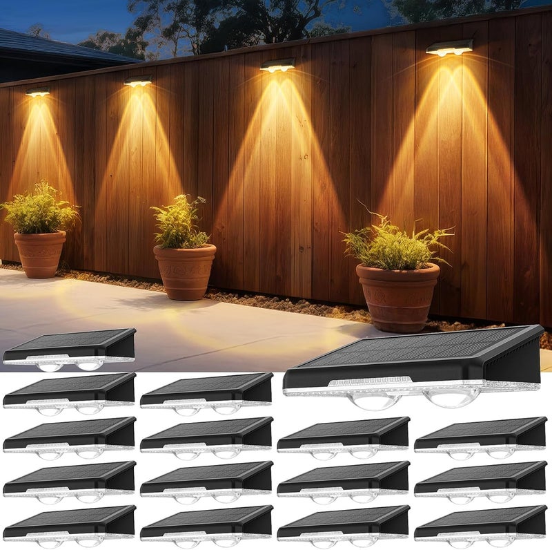 APILAB Solar Fence Lights Outdoor 16 Pack - 3 Modes (Warm/Neutral/Cool White), Fence Lights Solar Powered for Outside, IP65 Waterproof, Deck Lighting for Wall, Step, Patio, Pathway, Stairs - Image 1